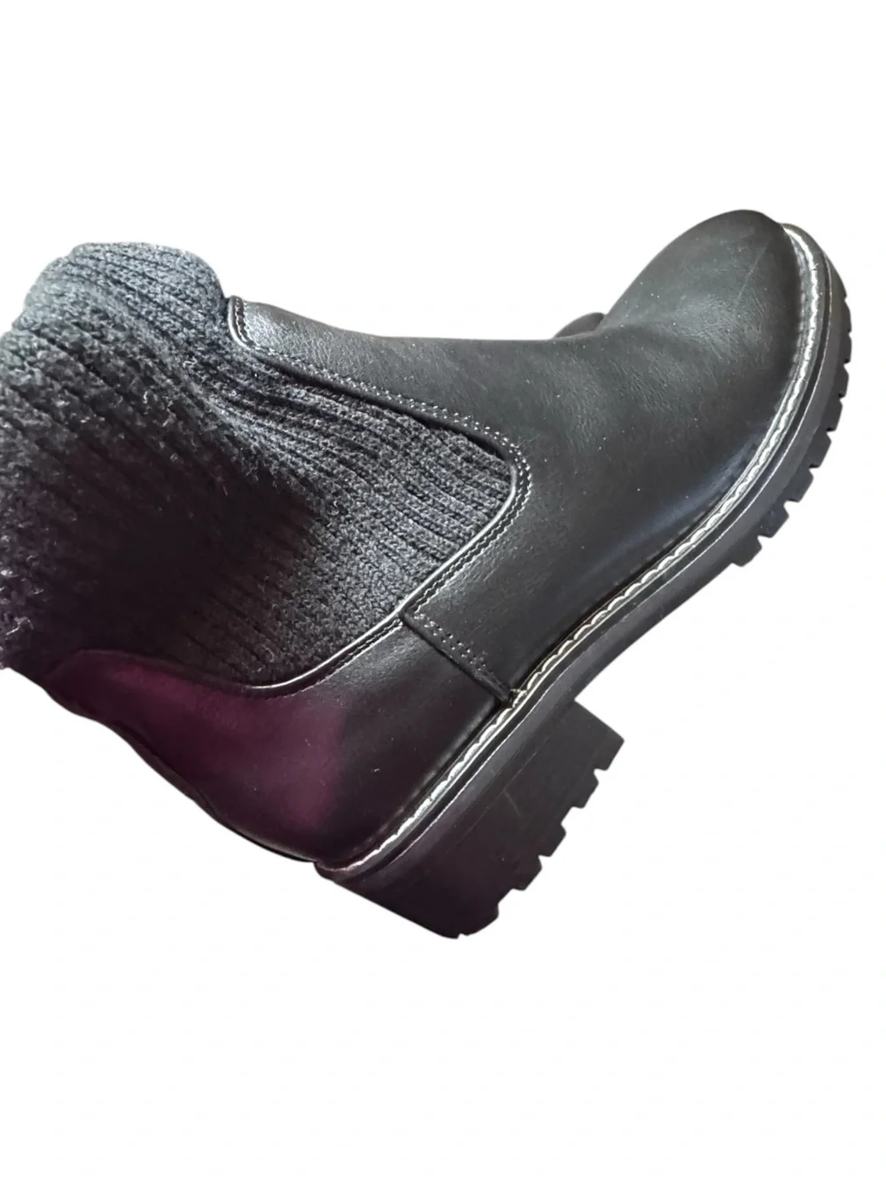 Kensie KarolAnne Black Knit-Cuff Chelsea Booties Women’s Size 8.5 Ankle Boots